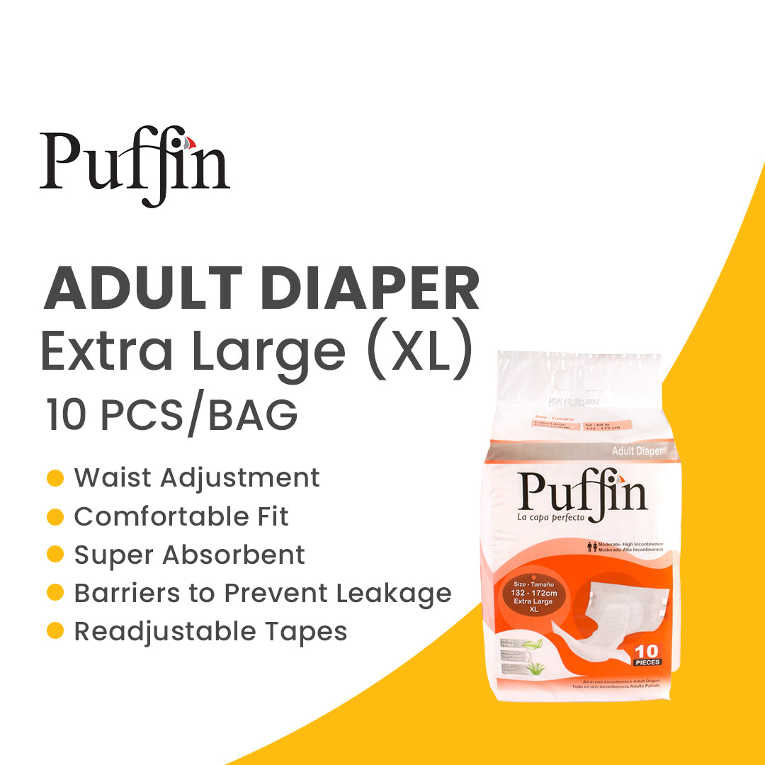 PUFFIN - Adult Diaper- XL-132 - 172 cm-10 pcs