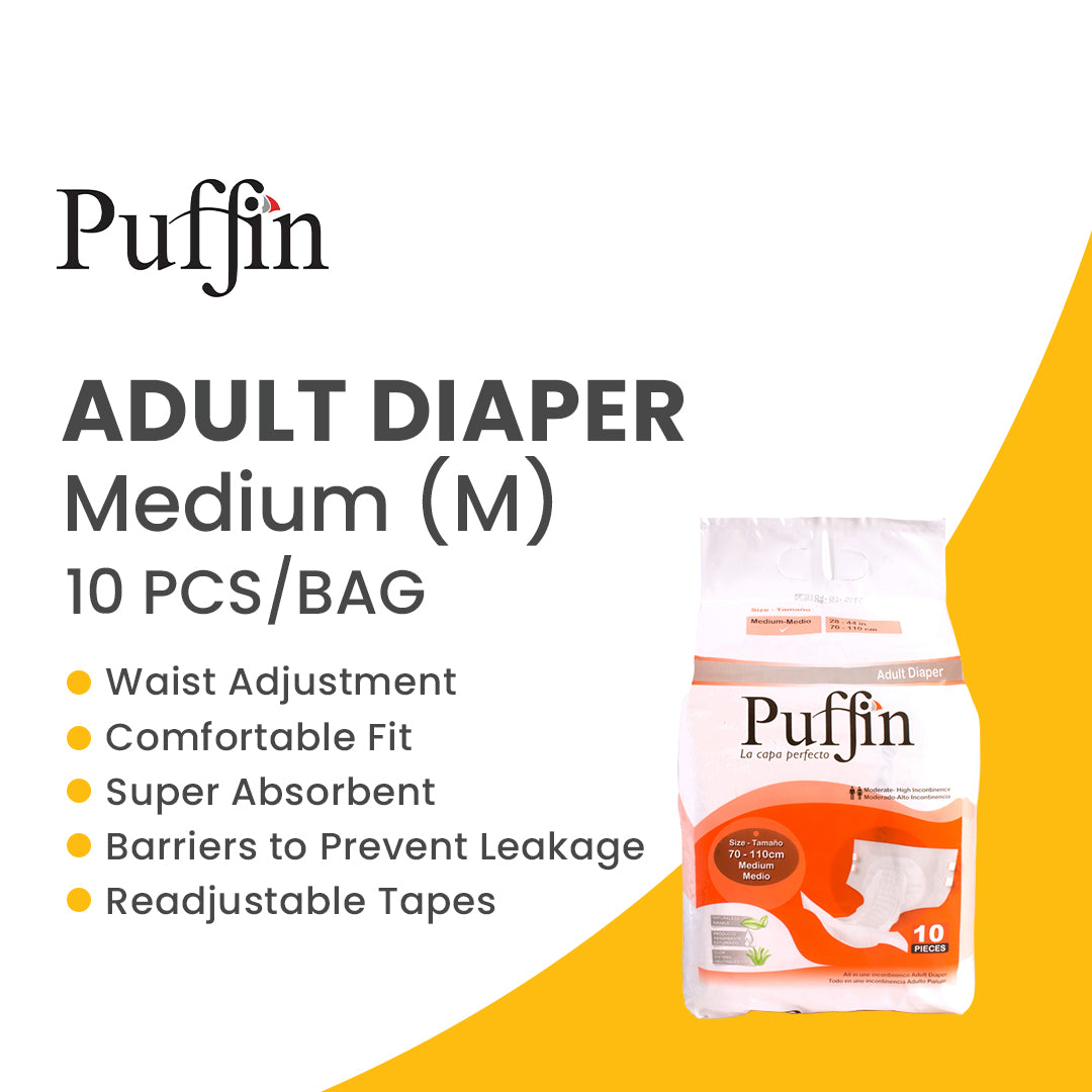 PUFFIN - Adult Diaper - Medium-70 - 110 cm-10 pieces