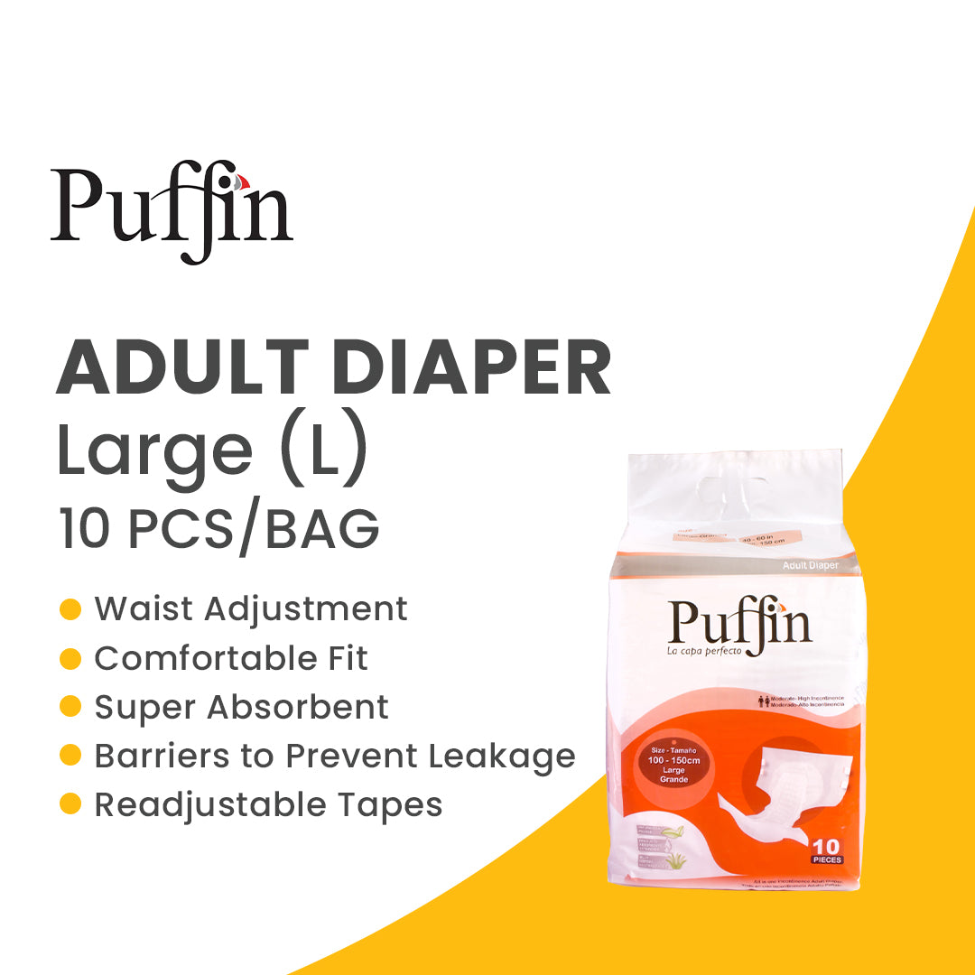 PUFFIN - Adult Diaper - Large - 100 - 150 cm-10 pieces