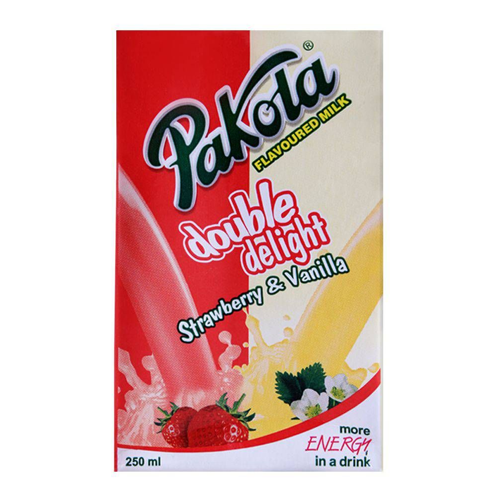 Pakola - Double Delight Flavored Milk - Strawberry & Vanilla Flavored Milk - 250mlx12 packs