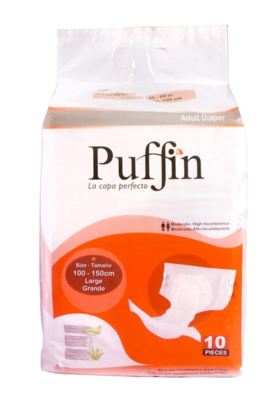 PUFFIN - Adult Diaper - Large - 100 - 150 cm-10 pieces