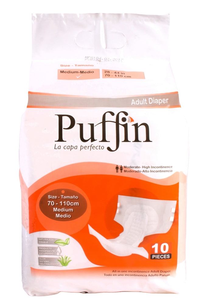 PUFFIN - Adult Diaper - Medium-70 - 110 cm-10 pieces