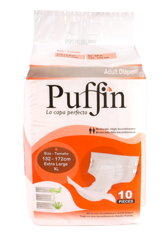 PUFFIN - Adult Diaper- XL-132 - 172 cm-10 pcs