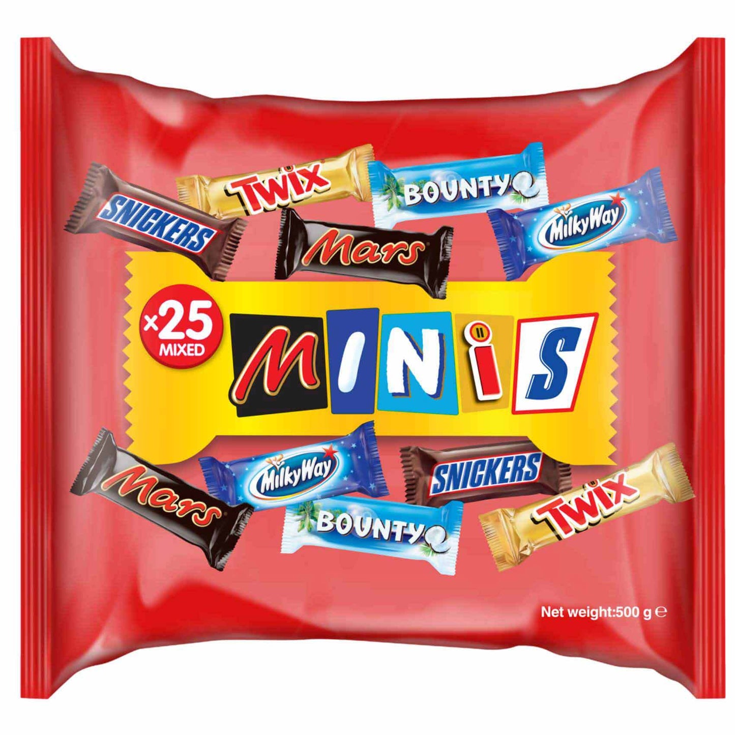 Mars Best of Minis Chocolate - 25 Mix Bars - 500 gm - red