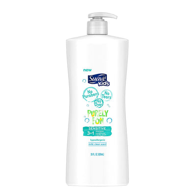 Suave Kids - 3 in 1 Shampoo Conditioner Body Wash - Purely Fun - Sensitive - 28 oz (828ml)