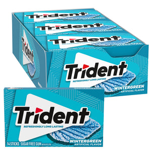 Trident - Sugar Free Gum - 12 Packs x 14 Pieces (168 Total Pieces)- Winter Green